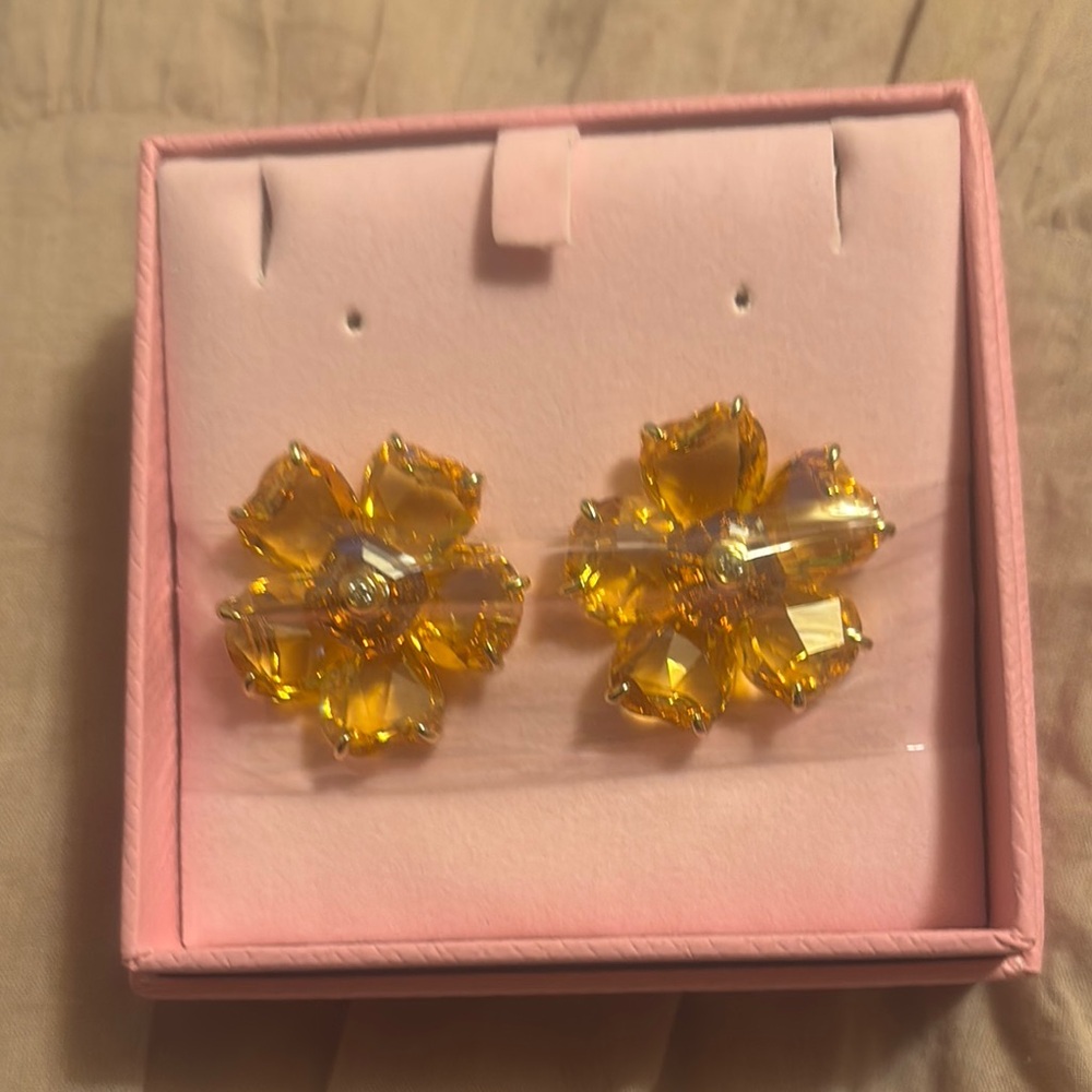 Swarovski yellow crystal Flower Earrings authentic